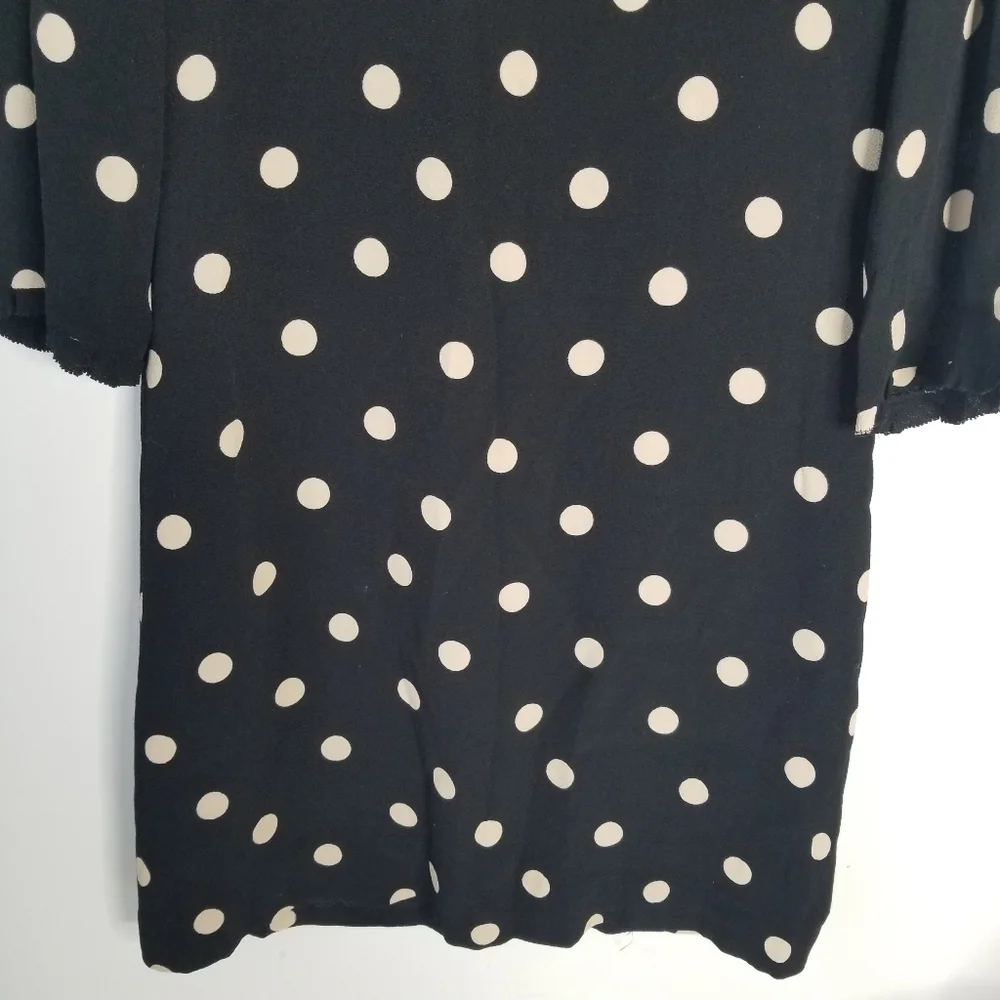 Kate Spade Polka Dot 3/4 Length Sleeve Crepe Mini Dress Ruffles Size 6